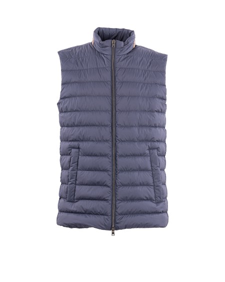 Shop HERNO  Vest: Herno eco-age and monogram sleeveless jacket.
Regular fit.
High collar.
Monogram details.
Double slider zip closure.
Welt pockets.
Down padding.
Composition: 100% Polyamide.
Made in Armenia.. PI001100U 12456 -9202